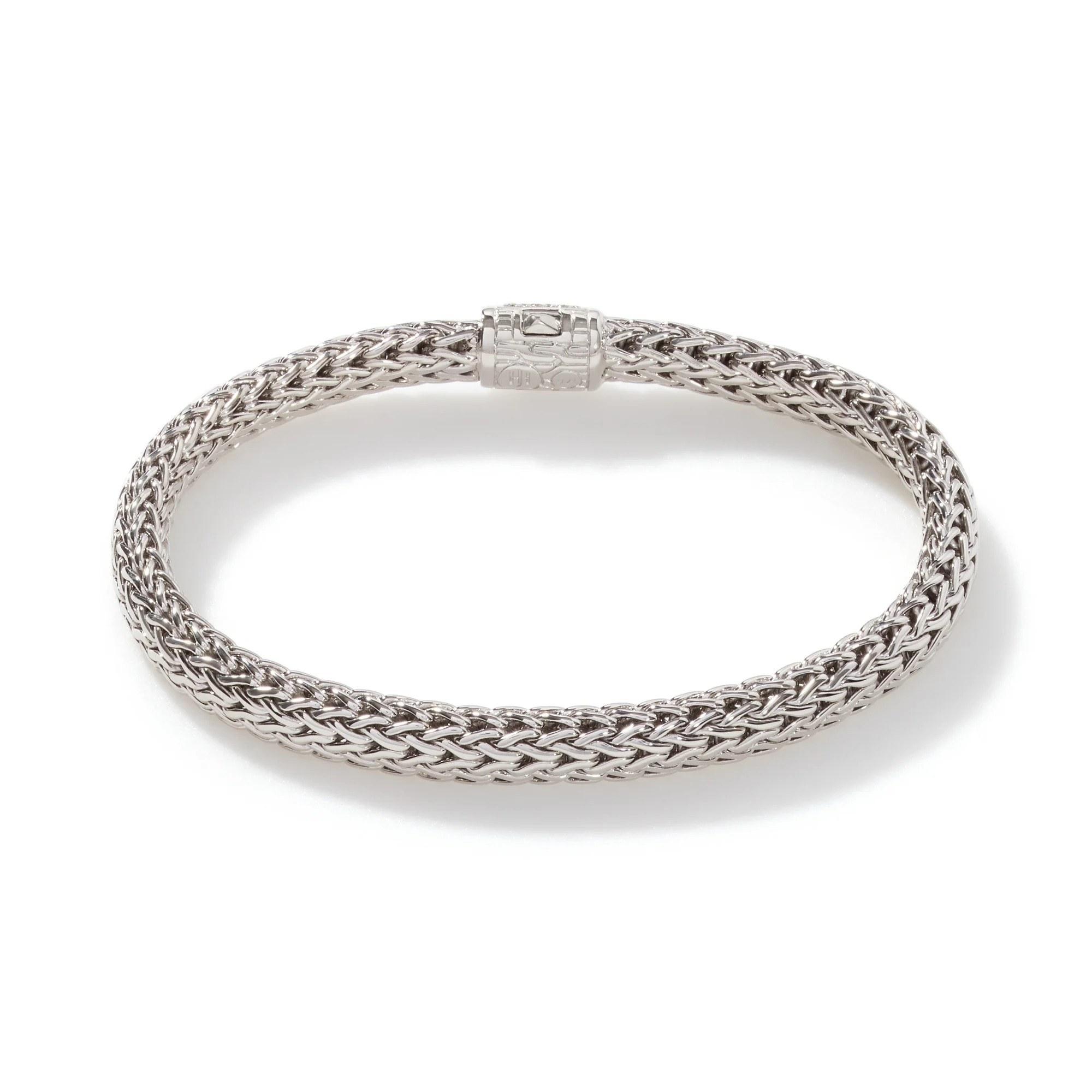 John Hardy Small Woven Chain Bracelet with Diamond Accents 3