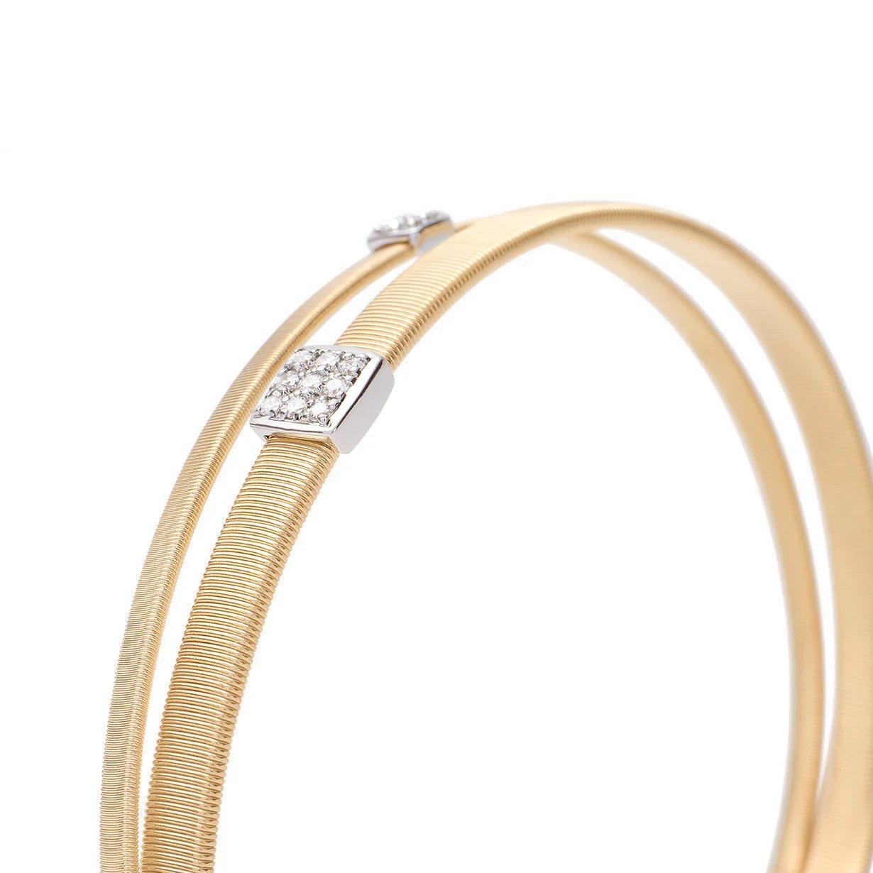 Marco Bicego Masai Collection 18K Yellow Gold and Diamond Two Strand Crossover Bracelet 2