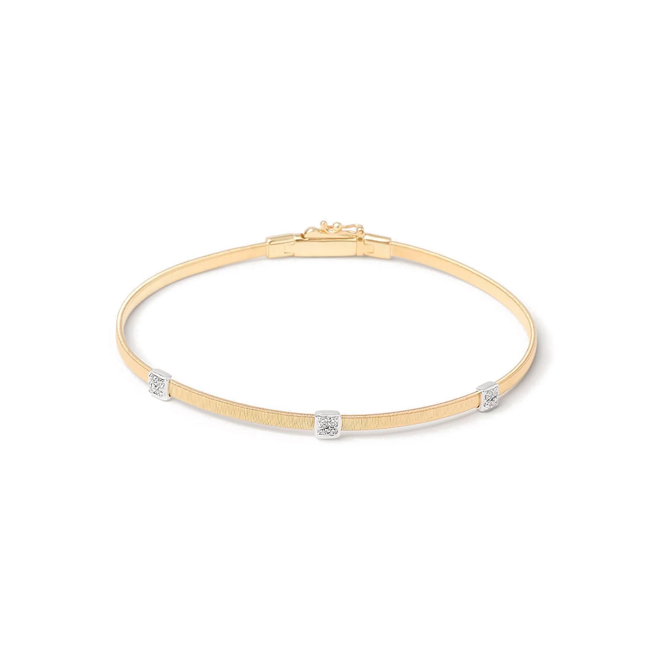 Marco Bicego Masai Collection 18K Yellow Gold and Diamond Small Three Station Bracelet