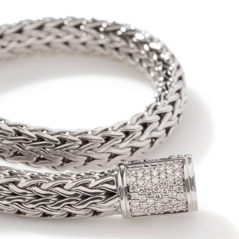 John Hardy Woven 7.5mm Chain Bracelet with Diamonds 3