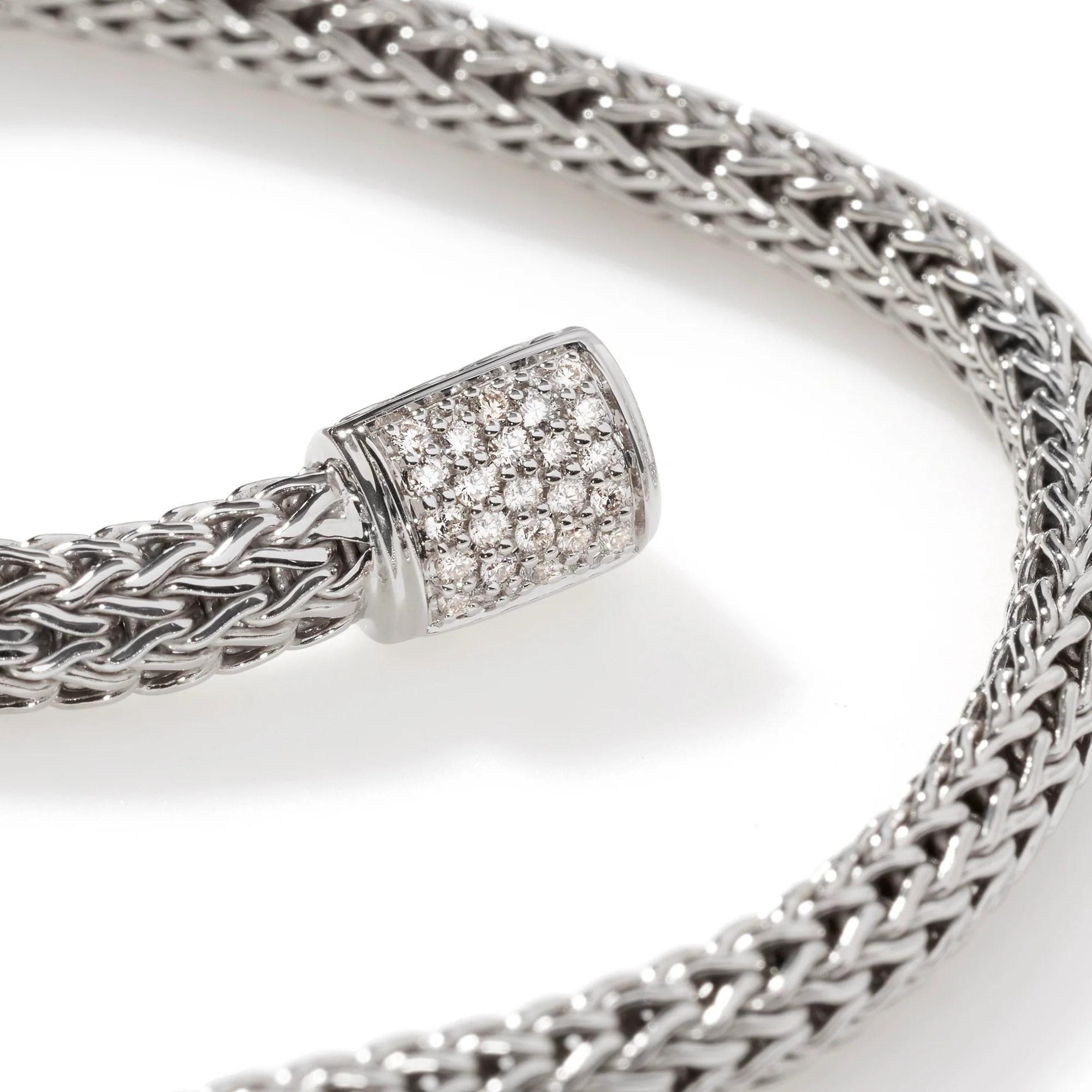 John Hardy Medium Woven Chain Bracelet with Diamond Accents 1