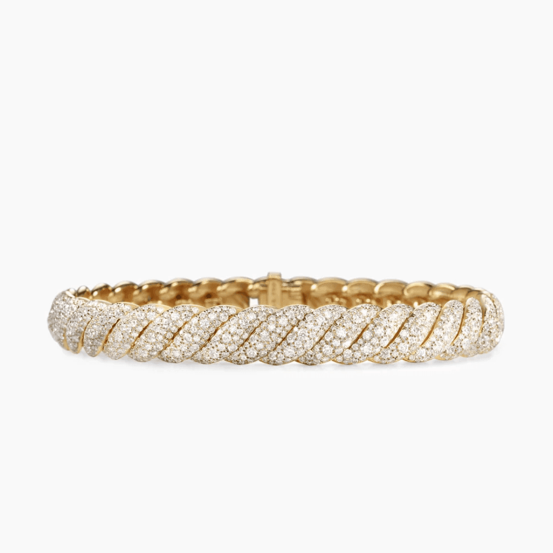 David Yurman Sculpted Cable Bracelet in 18k Yellow Gold with Diamonds