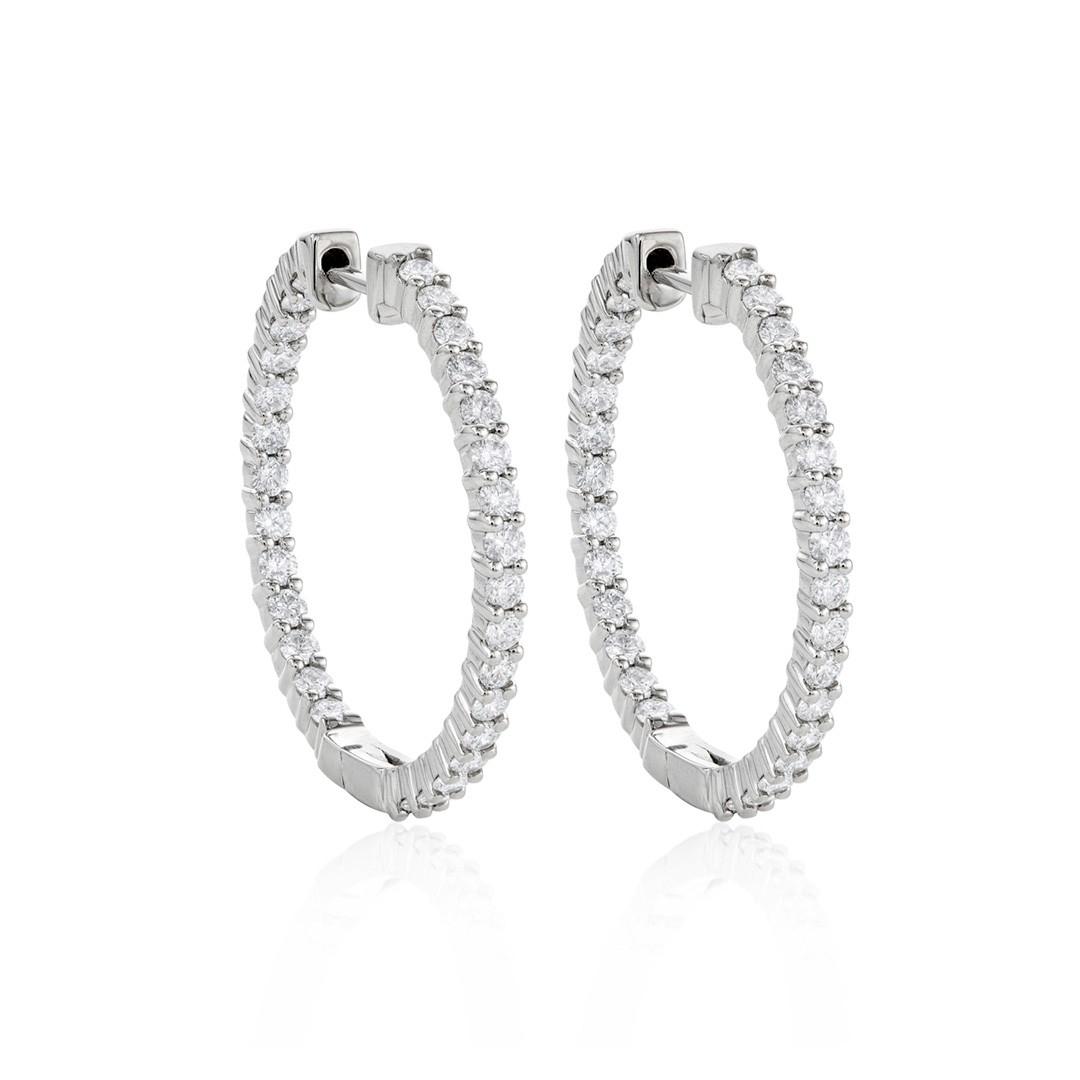 1.50 CTW Diamond in and Out Hoop Earrings, 27mm 0