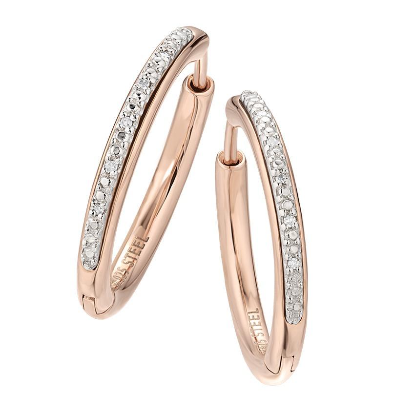 Small Polished Hoops with Pave Diamonds