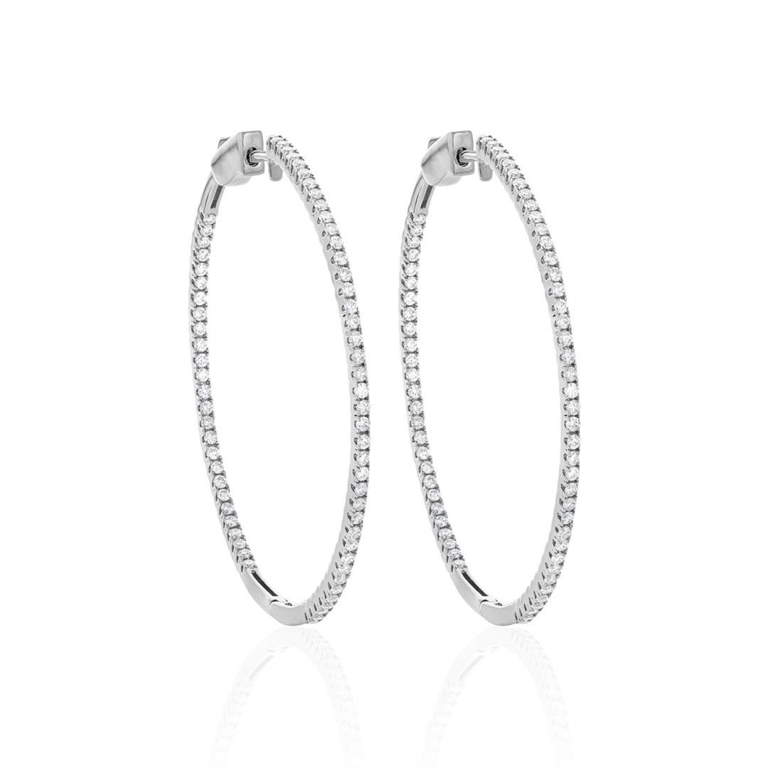 1.00 CTW Ultra Thin Diamond Hoop Earrings 0
