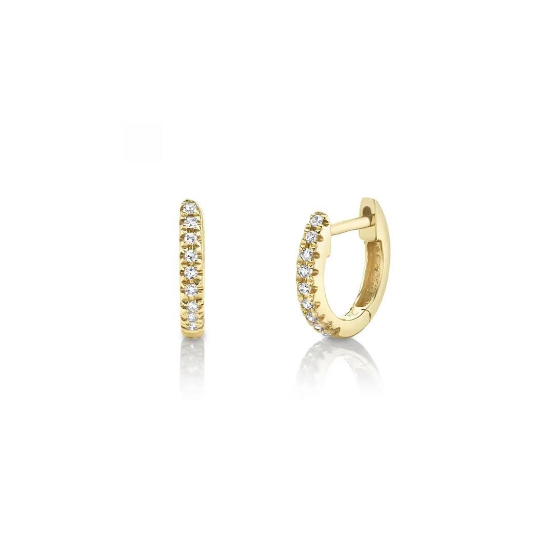 9mm Diamond Hoop Earrings in Yellow Gold 0