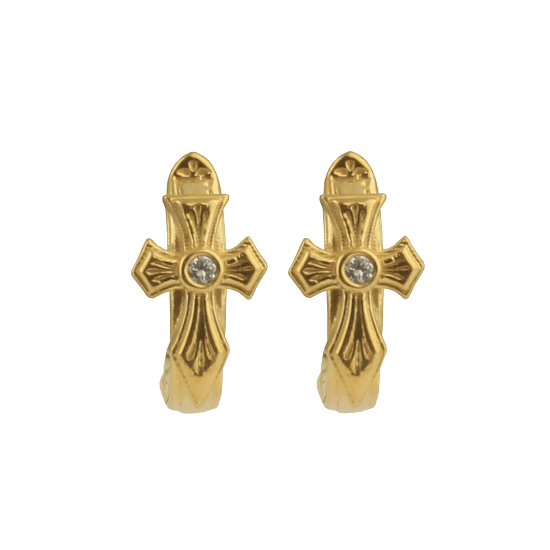 Konstantino Flamenco Gold Collection 18K Cross Earrings