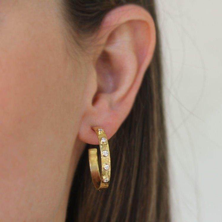 Elizabeth Locke 28mm Diamond Ribbon Hoop Earrings 1