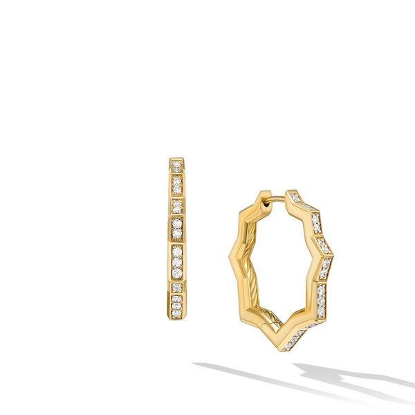 David Yurman Stax Zig Zag Diamond Hoop Earrings in 18k Yellow Gold 0