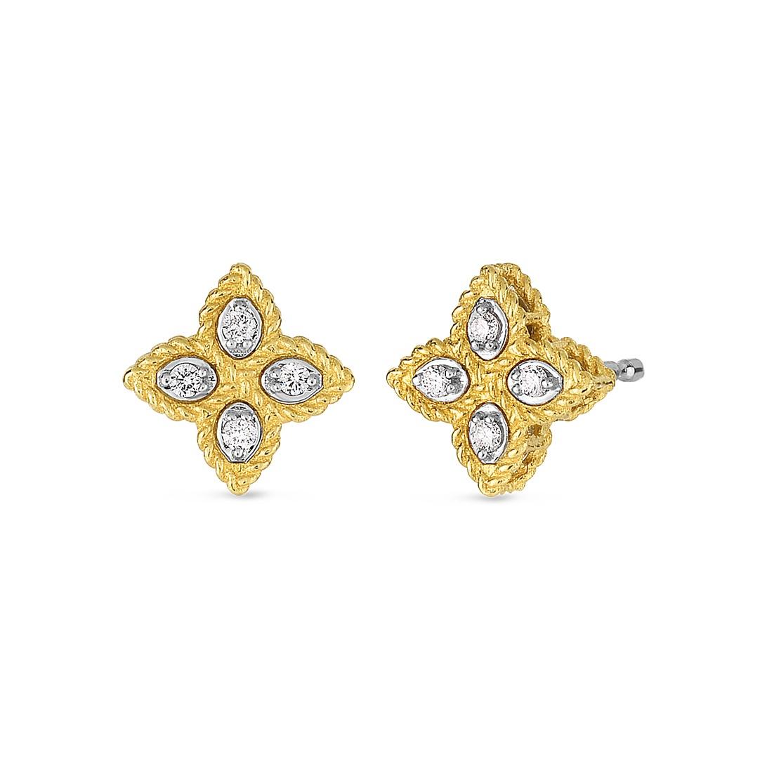 Roberto Coin 18K .07 CTW Diamond Princess Flower Post Earrings 0