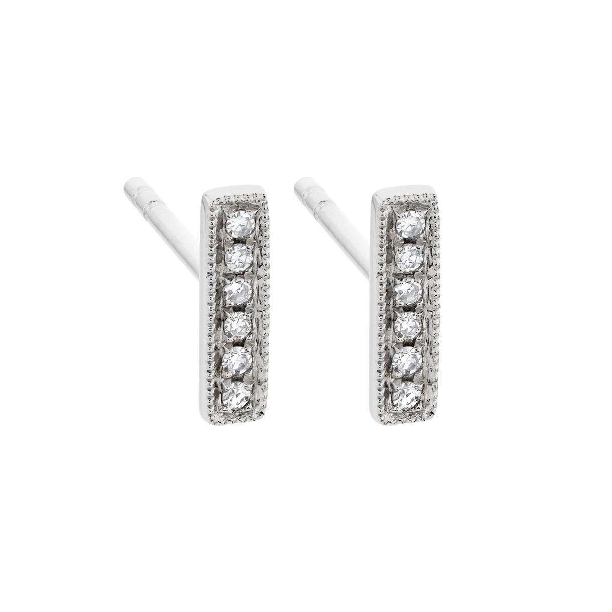 Pave Diamond Bar Post Earrings 0