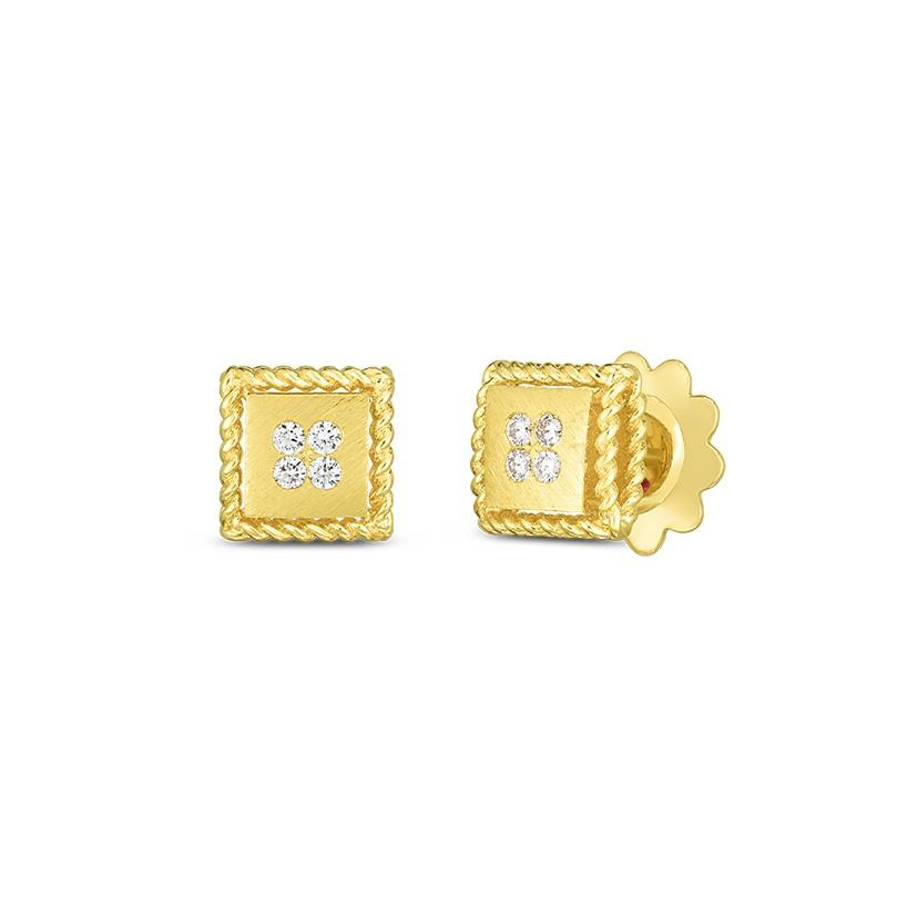 Roberto Coin 18K Yellow Gold & Diamond Square Post Earrings