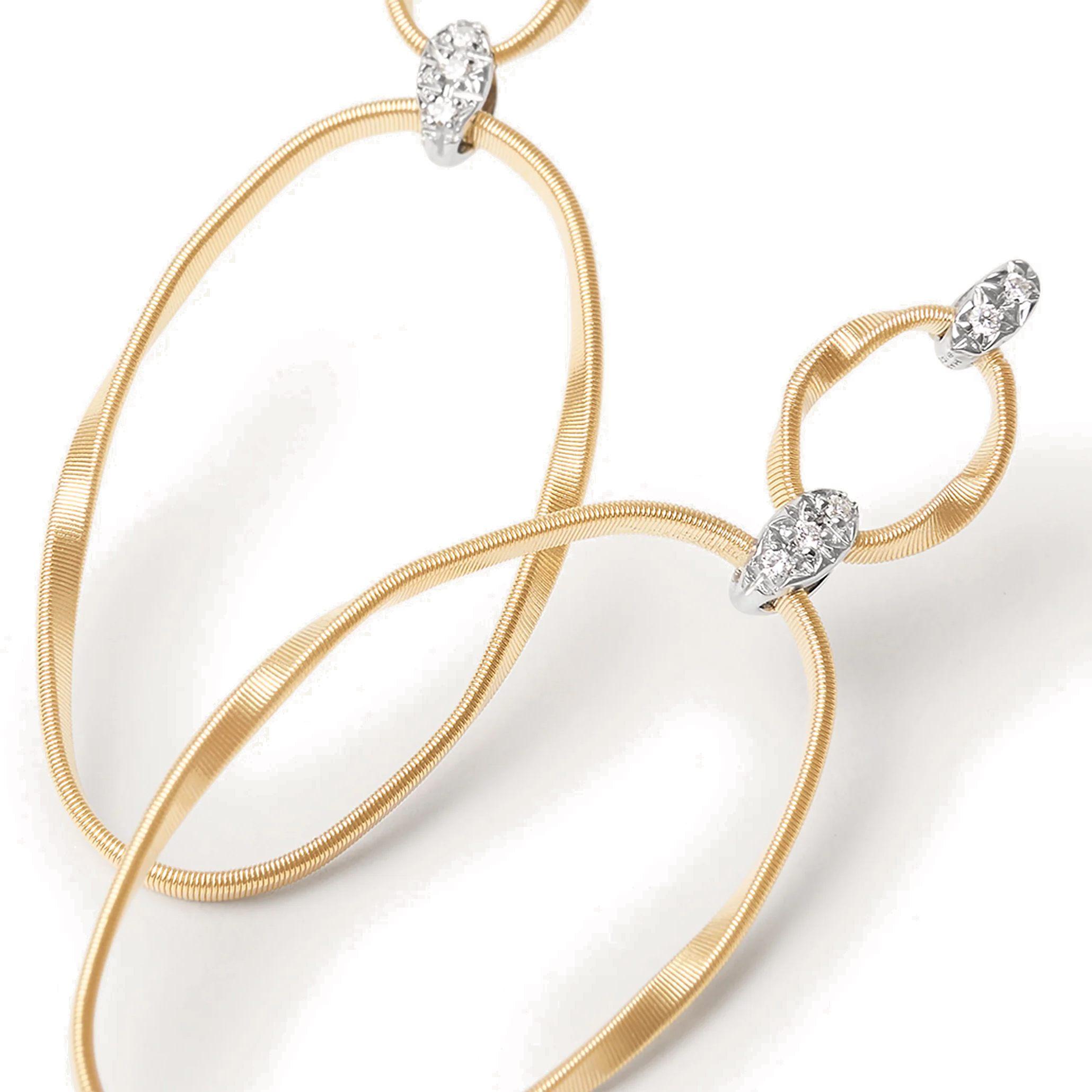 Marco Bicego Marrakech Onde Yellow Gold & Diamond Double Twist Coil Earrings 3