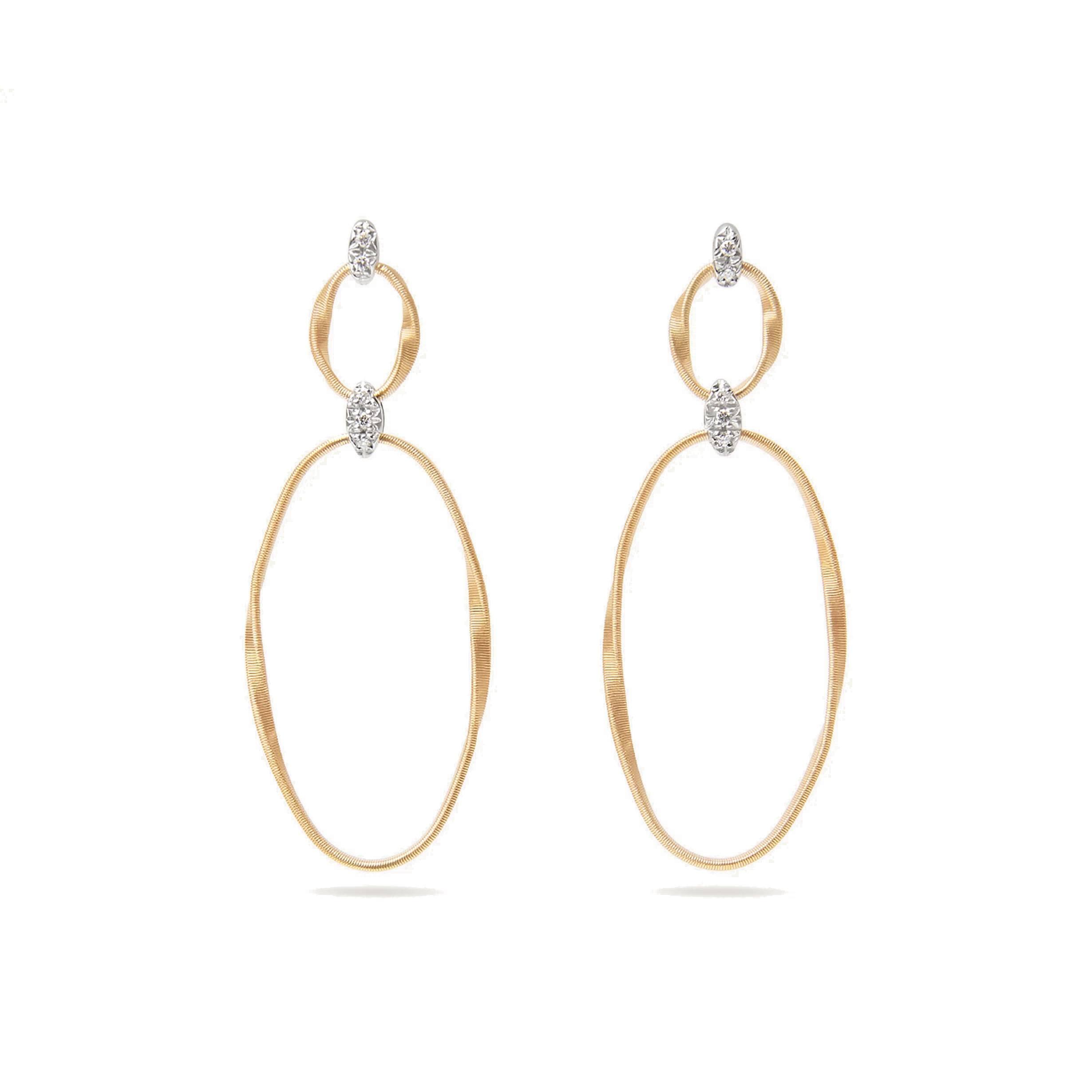 Marco Bicego Marrakech Onde Yellow Gold & Diamond Double Twist Coil Earrings 0