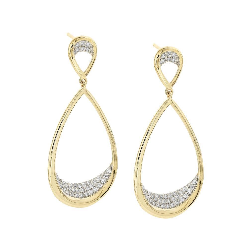Yellow Gold & 0.38 CTW Diamond Accented Open Teardrop Earrings 0