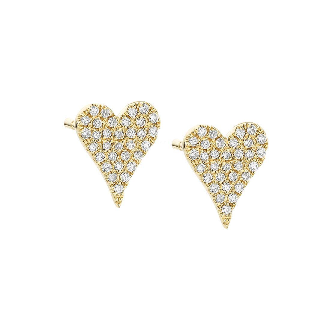 Yellow Gold 0.14 CTW Diamond Heart Post Earrings