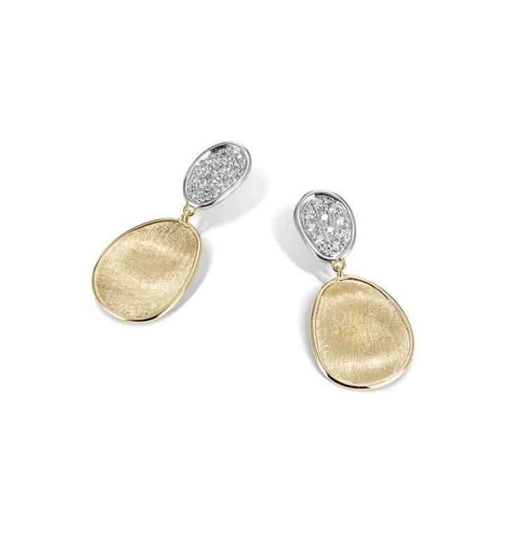 Marco Bicego Lunaria Diamond and Satin 2 Petal Earrings
