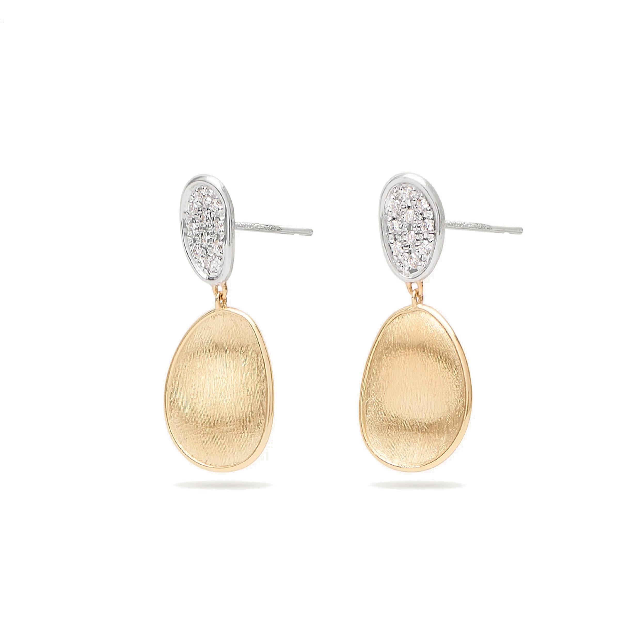 Marco Bicego Lunaria Diamond and Satin 2 Petal Earrings 2