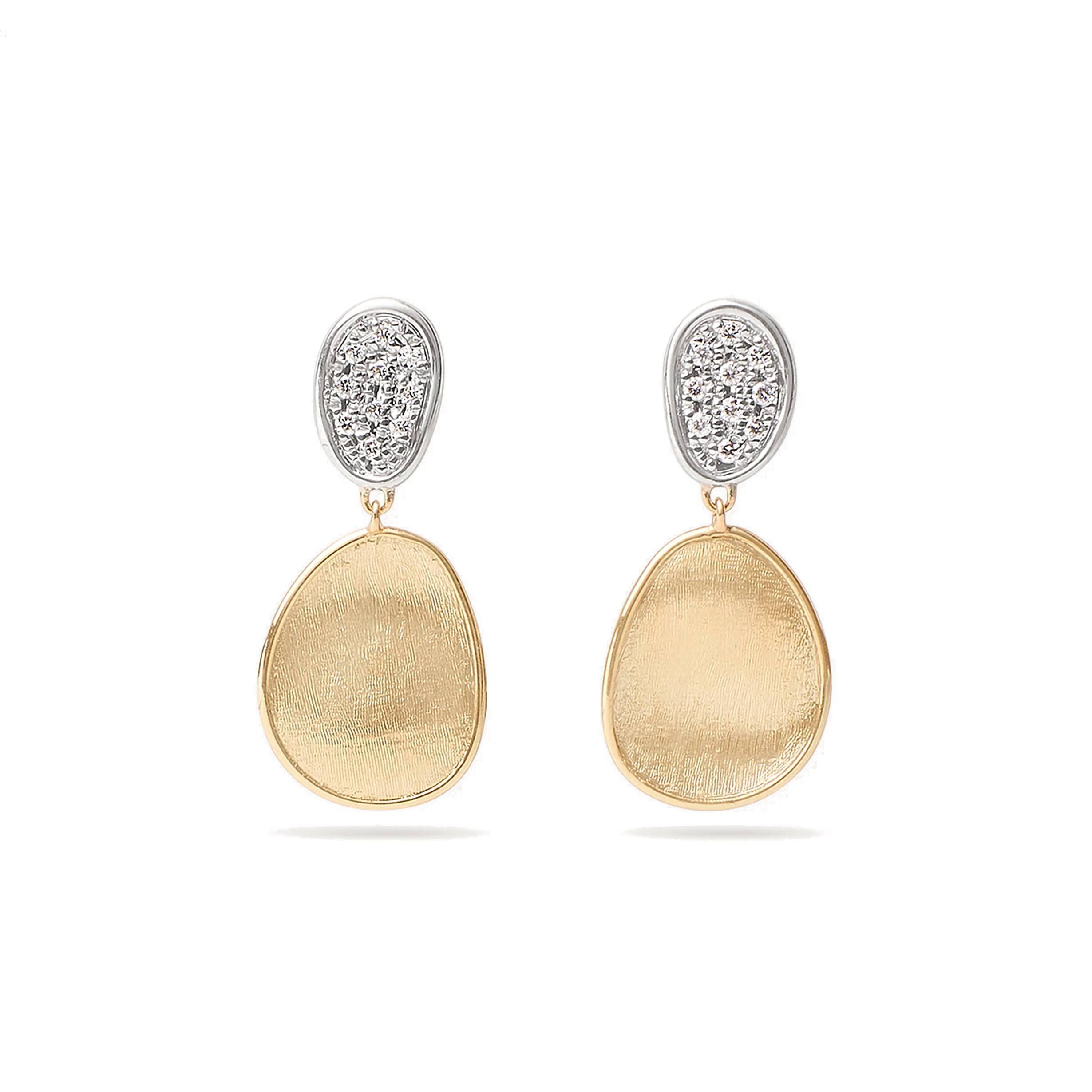 Marco Bicego Lunaria Diamond and Satin 2 Petal Earrings 0