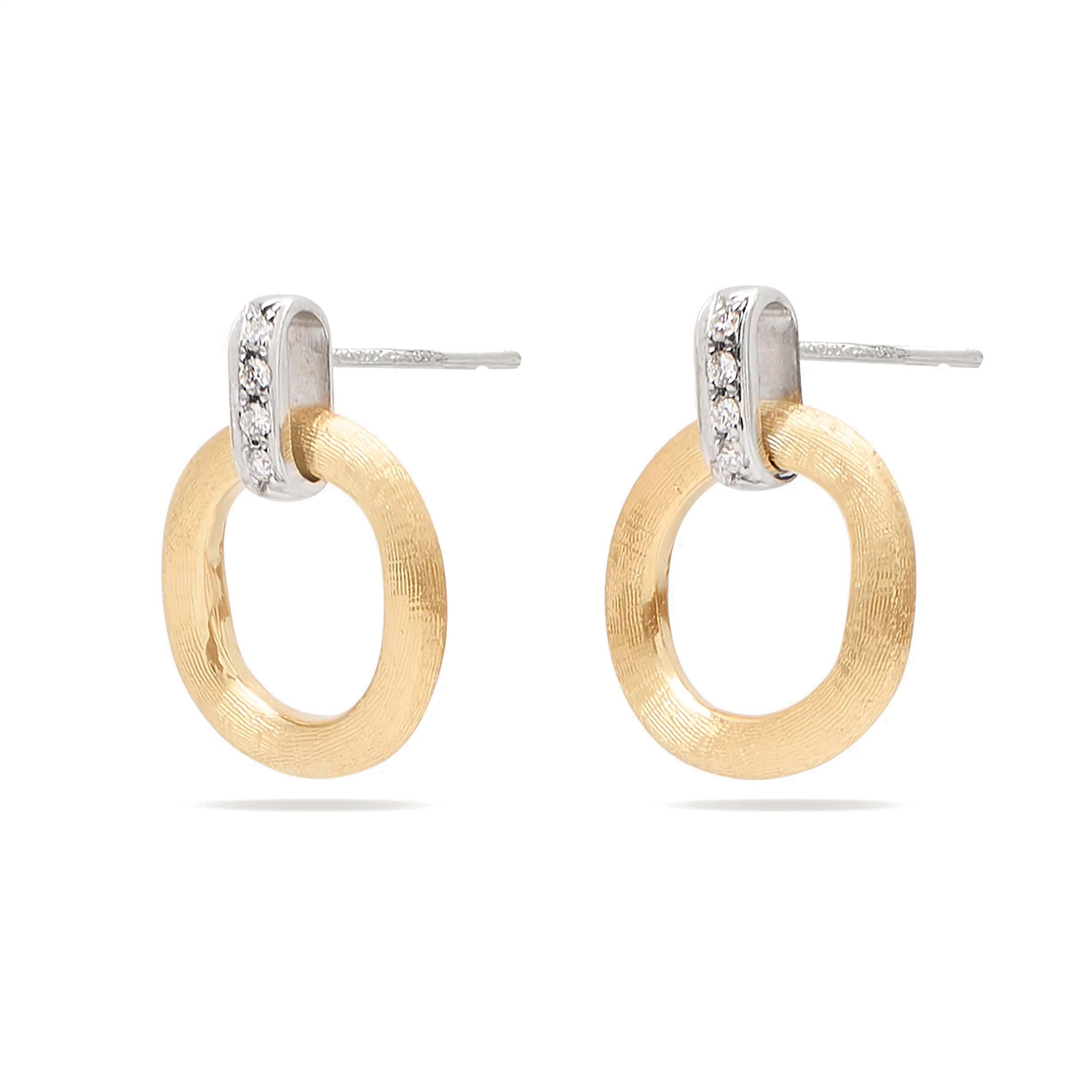 Marco Bicego Jaipur Gold Stud Drop Earrings with Diamonds 2