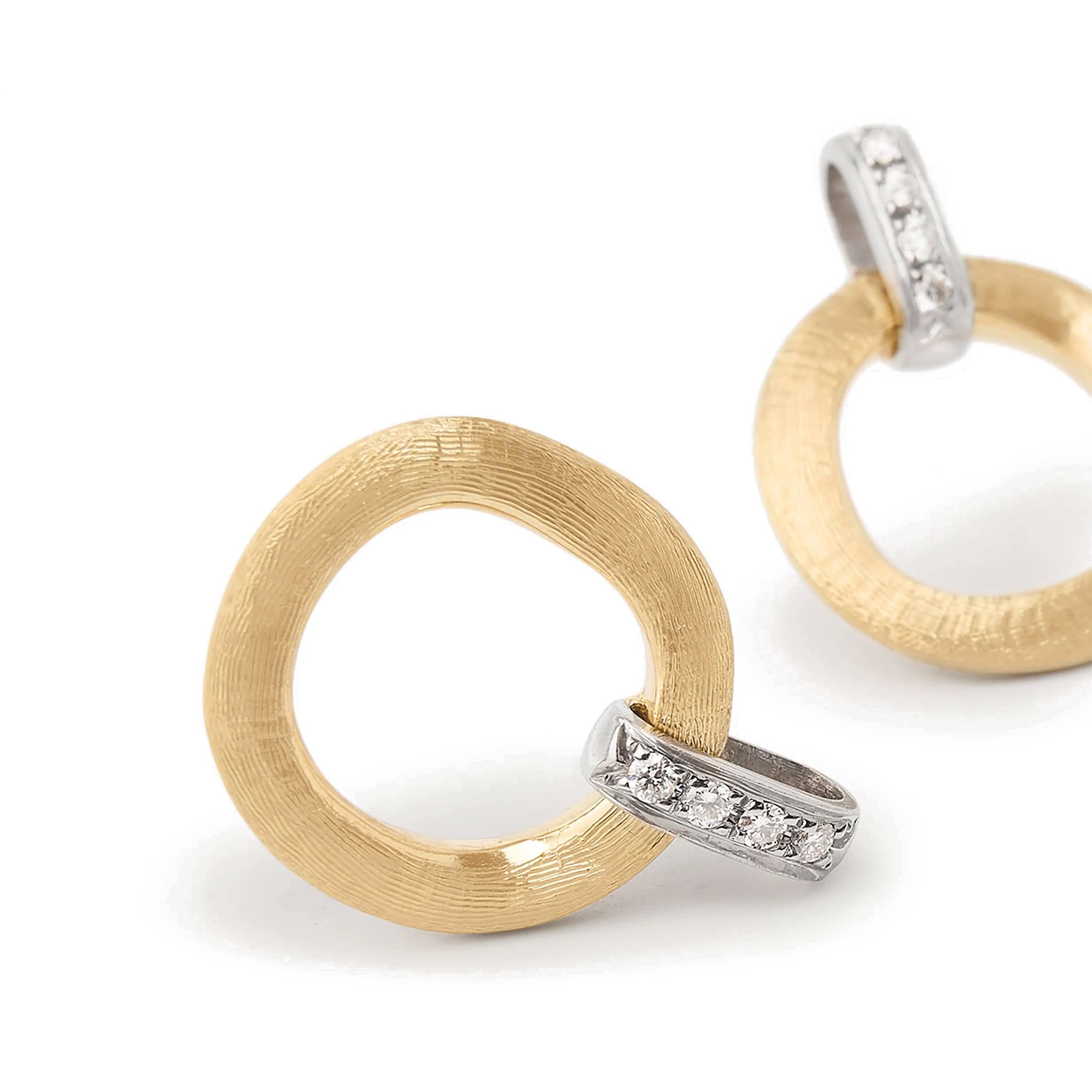 Marco Bicego Jaipur Gold Stud Drop Earrings with Diamonds 3