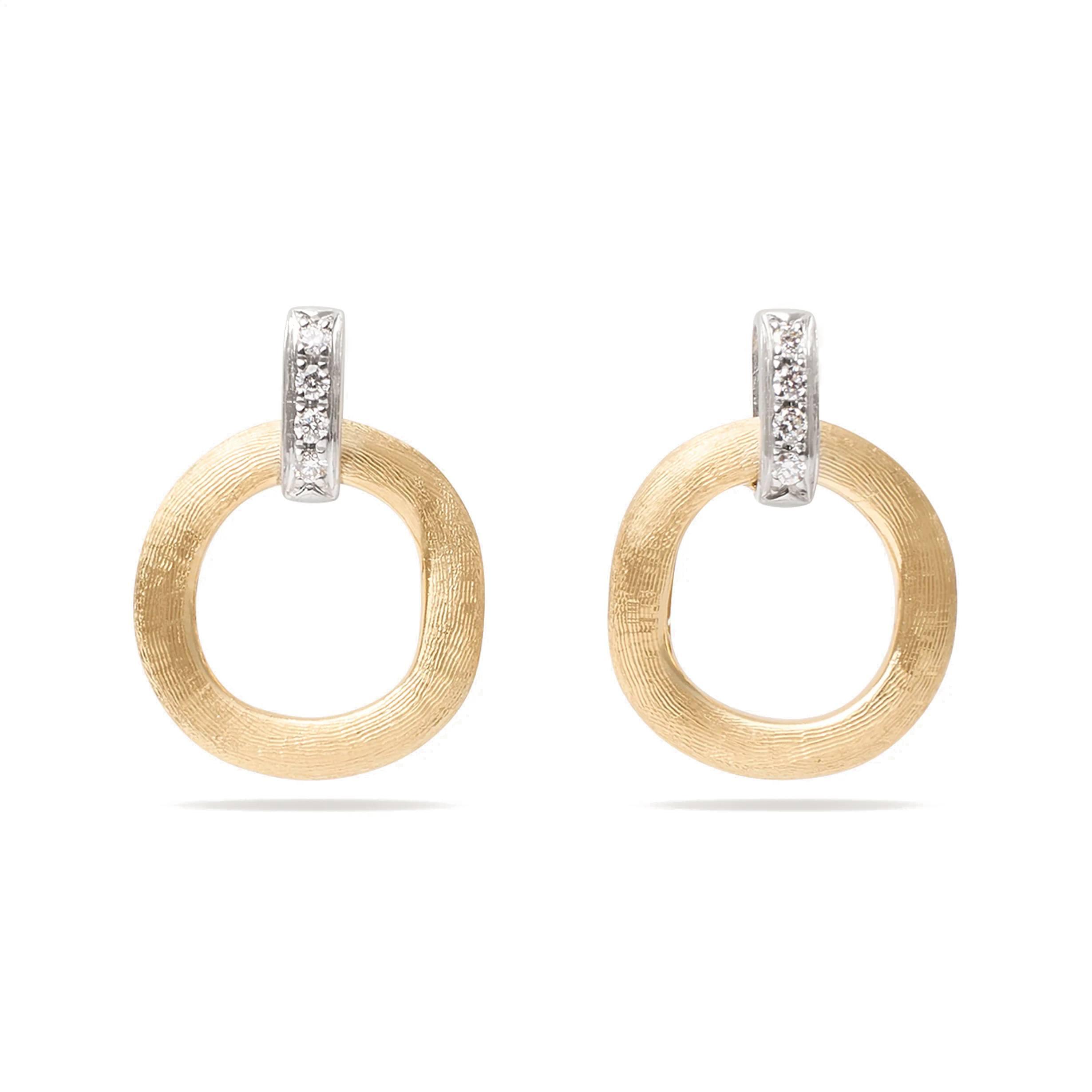 Marco Bicego Jaipur Gold Stud Drop Earrings with Diamonds