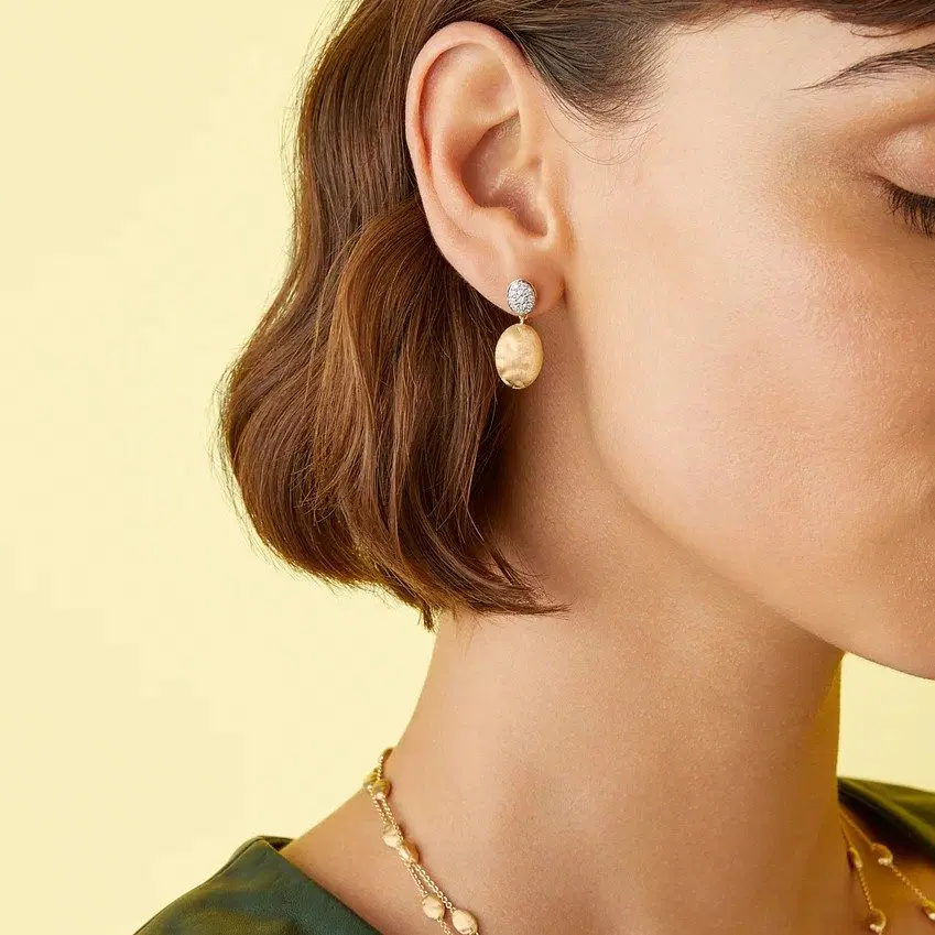 Marco Bicego Siviglia Collection 18K Yellow Gold and Diamond Drop Earrings 3