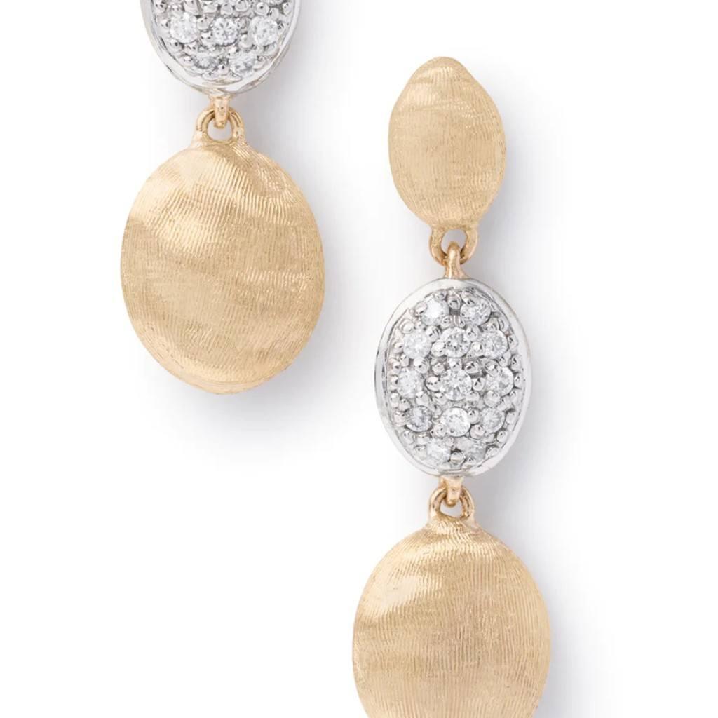 Marco Bicego Siviglia Collection 18K Yellow Gold and Diamond Triple Drop Earrings 2