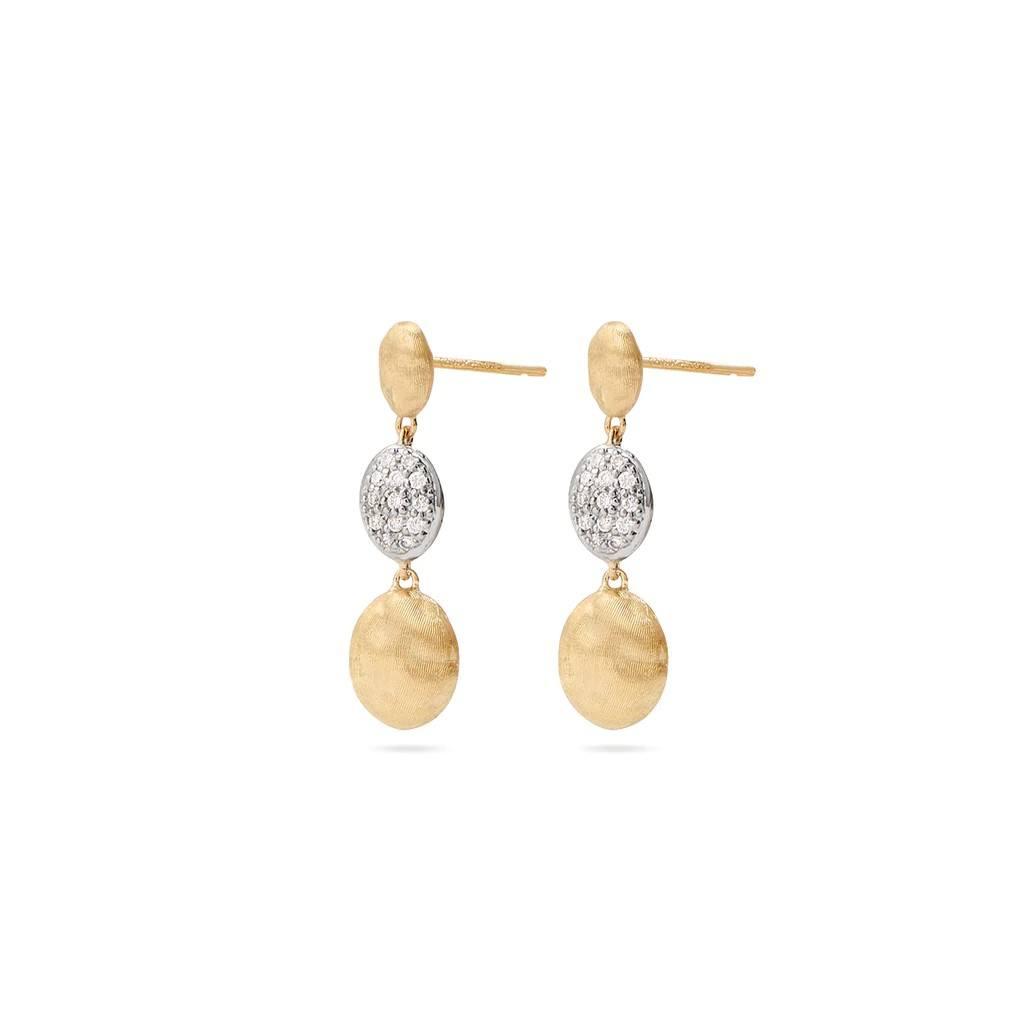 Marco Bicego Siviglia Collection 18K Yellow Gold and Diamond Triple Drop Earrings 3