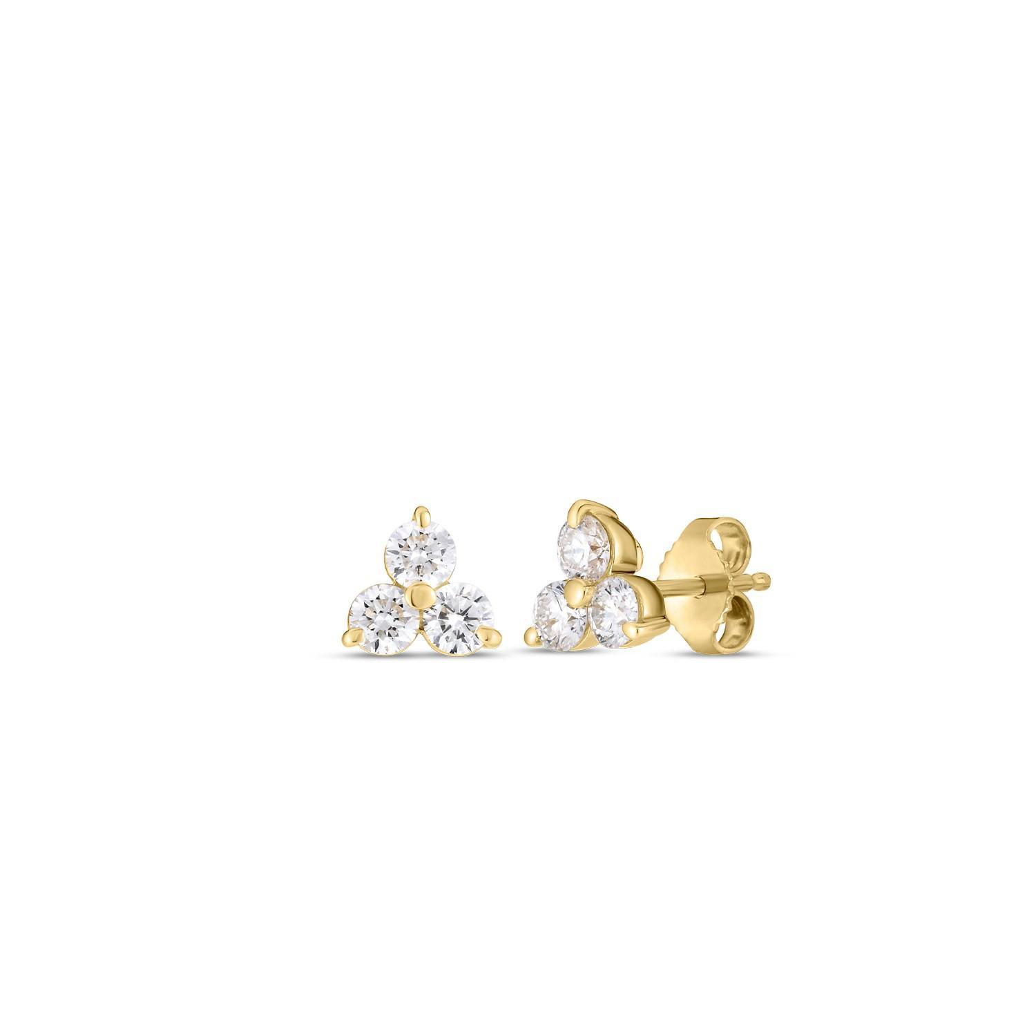Roberto Coin 0.87CTW Diamond 3-Stone Triangle Stud Earrings 0