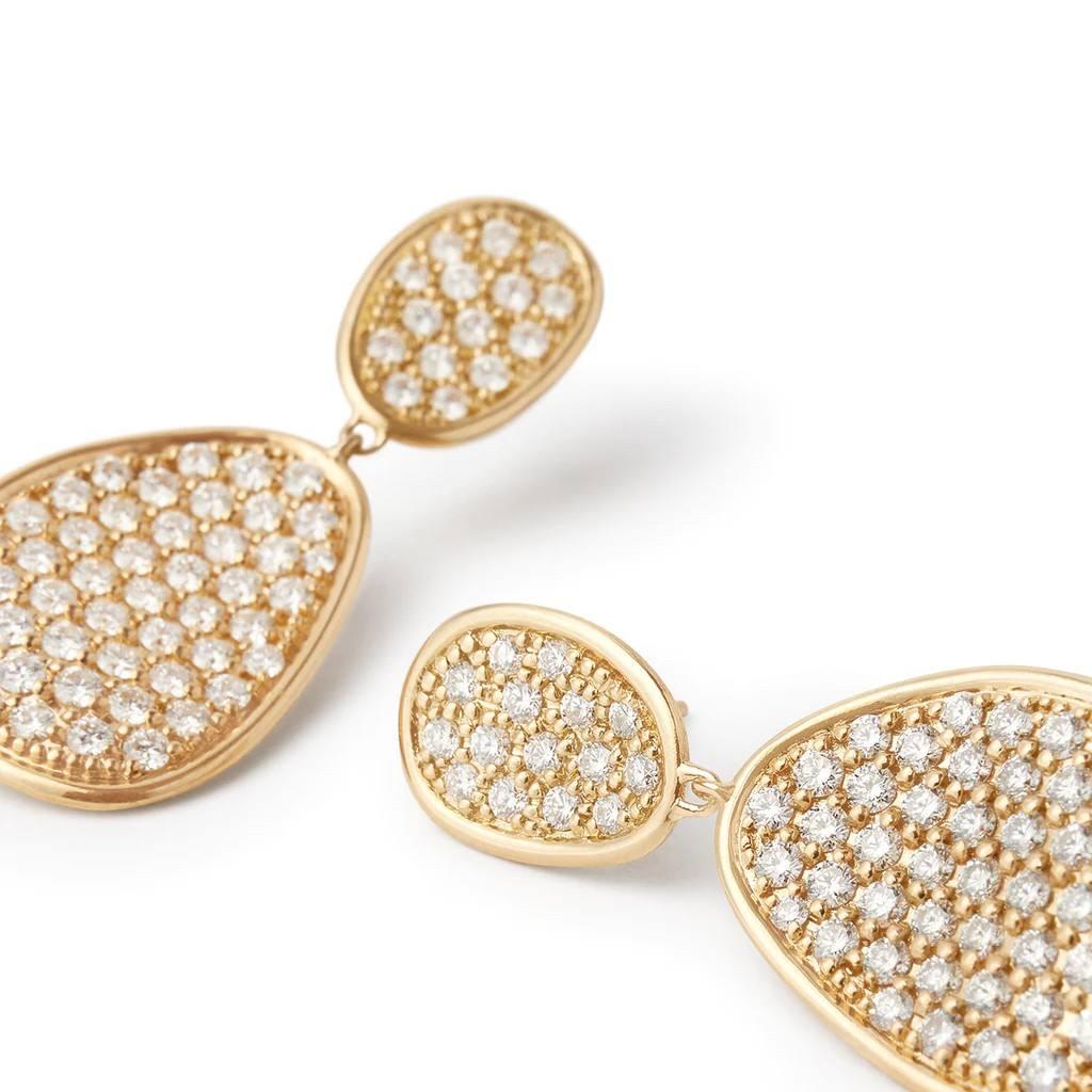 Marco Bicego Lunaria Collection 18K Yellow Gold and Diamond Pave Small Double Drop Earrings 1