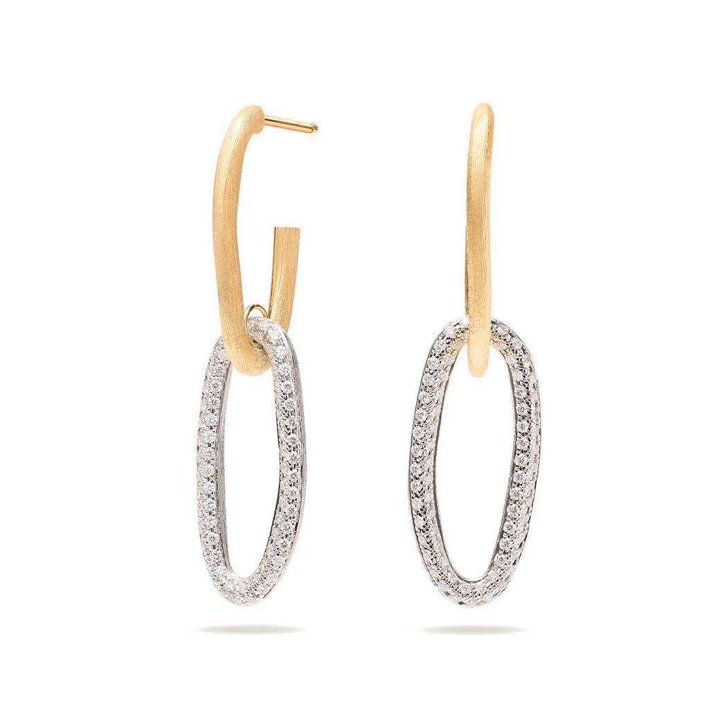 Marco Bicego Jaipur Yellow Gold Link Drop Earrings with Diamonds 0