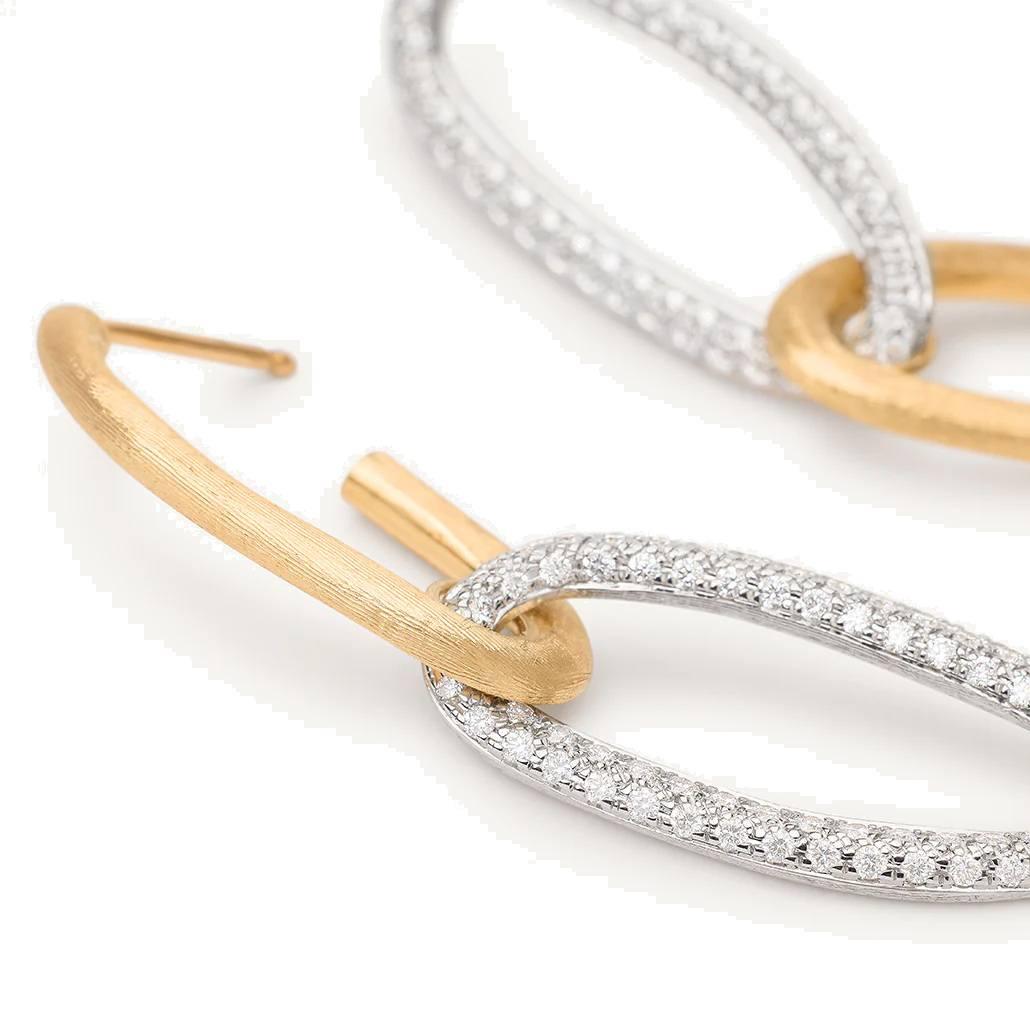 Marco Bicego Jaipur Yellow Gold Link Drop Earrings with Diamonds 2