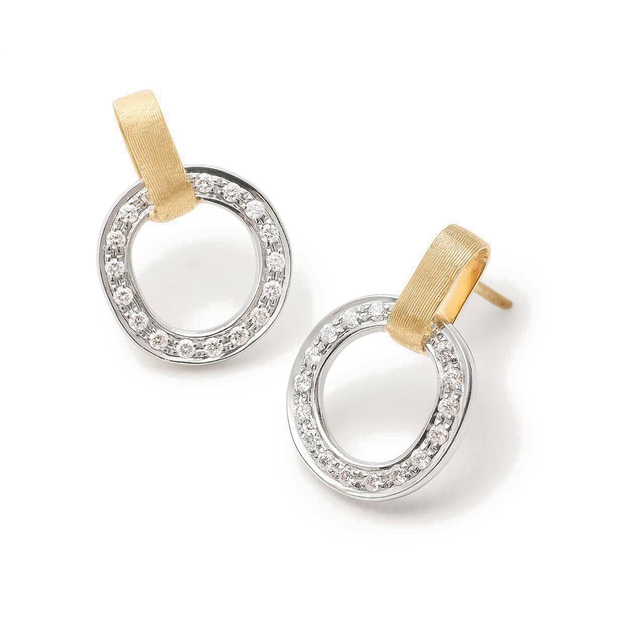 Marco Bicego Jaipur Gold Flat Link Diamond Stud Earrings 2
