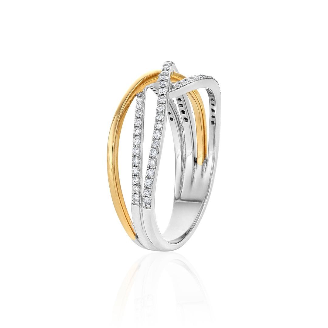 Two Tone Diamond Crossover Ring 1