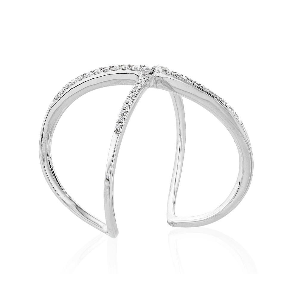 White Gold & Diamond Crossover Fashion Ring 1