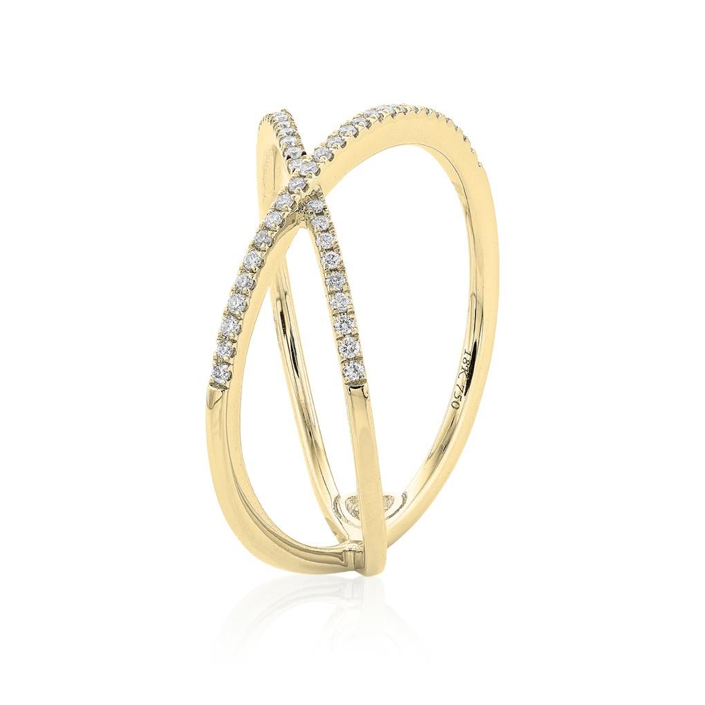 Yellow Gold & Diamond X Fashion Ring 1