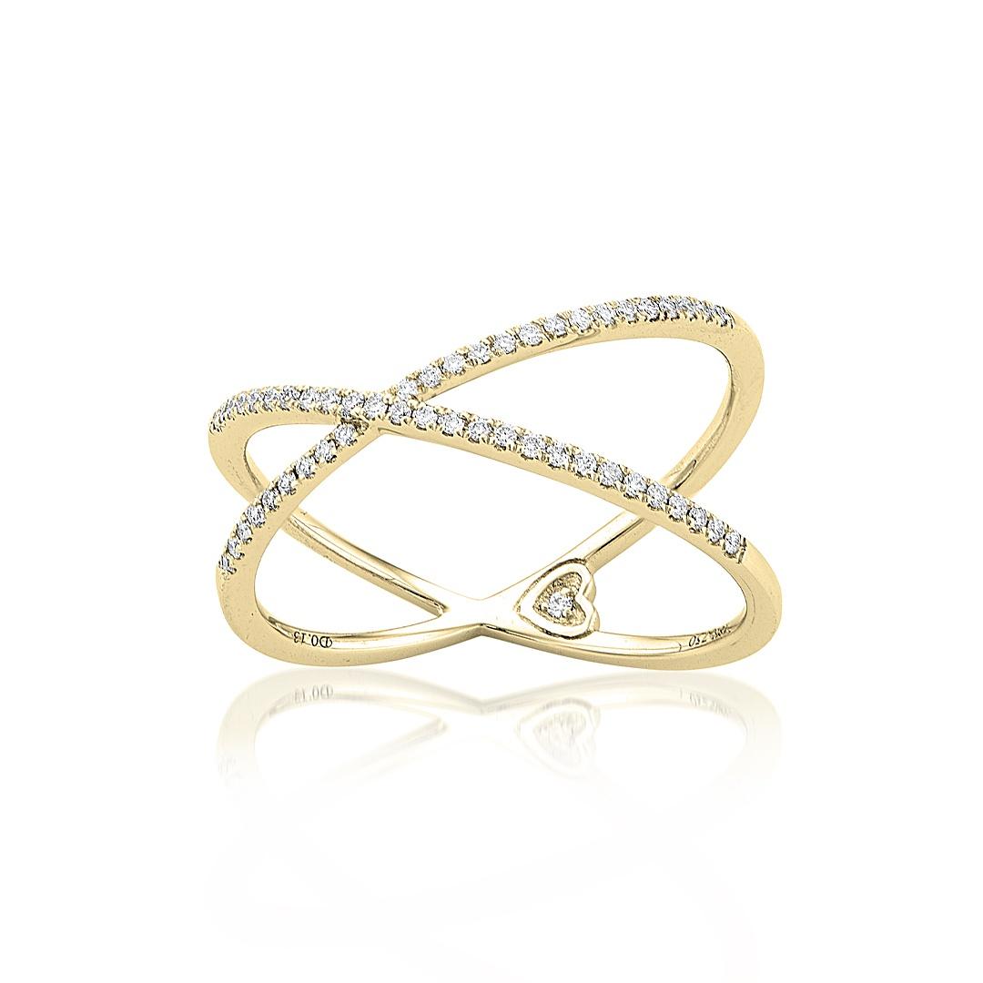 Yellow Gold & Diamond X Fashion Ring
