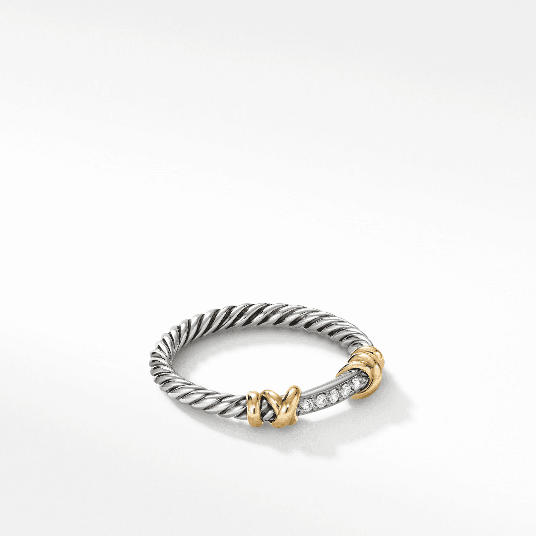 David Yurman Petite Helena Wrap Ring with 18k Yellow Gold and Diamonds, size 6 0