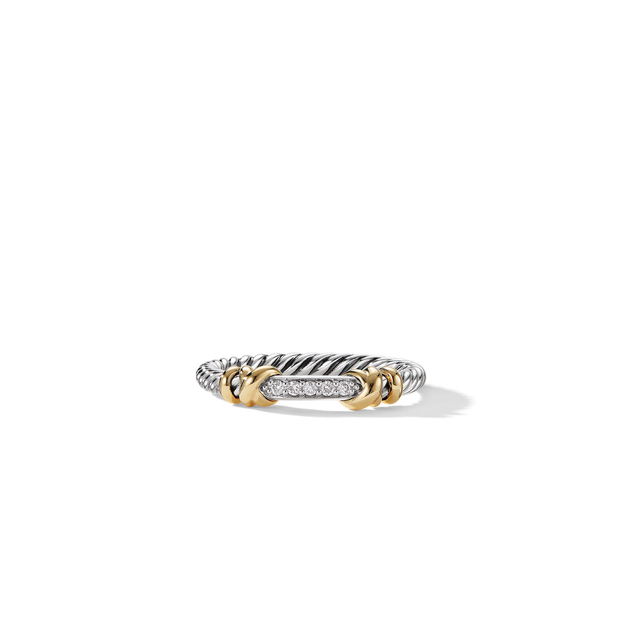 David Yurman Petite Helena Wrap Ring with 18K Yellow Gold and Diamonds | Front View