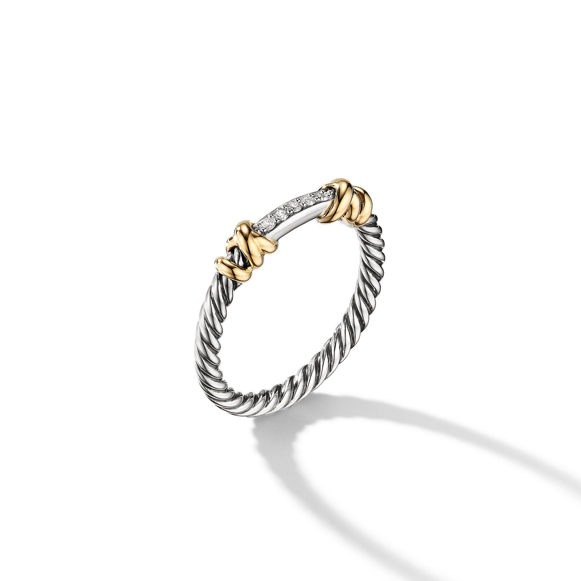 David Yurman Petite Helena Wrap Ring with 18K Yellow Gold and Diamonds | Side View 2