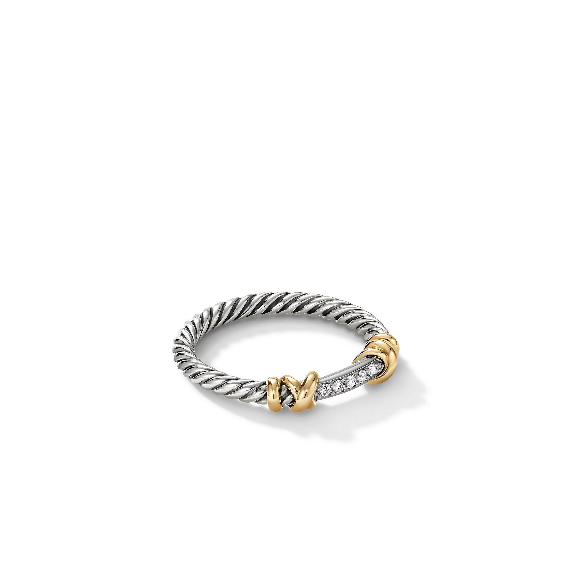 David Yurman Petite Helena Wrap Ring with 18K Yellow Gold and Diamonds | Side View