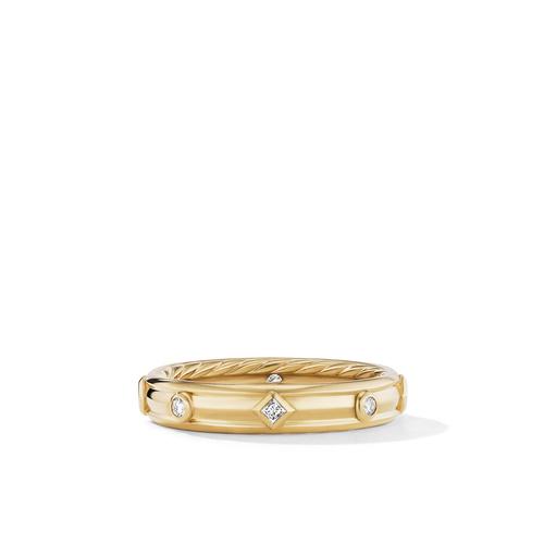 David Yurman Modern Renaissance Ring in 18k Yellow Gold with Diamonds, size 6