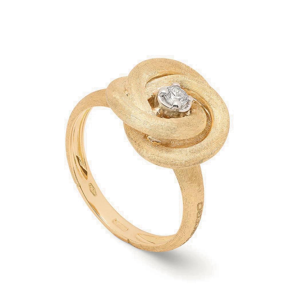 Marco Bicego Jaipur Gold Stackable Floral Ring With Diamond Center