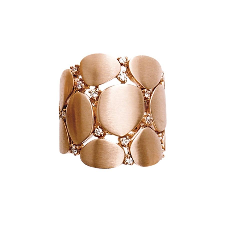 Rose Gold Abstract Oval Shaped Ring with Diamonds 0