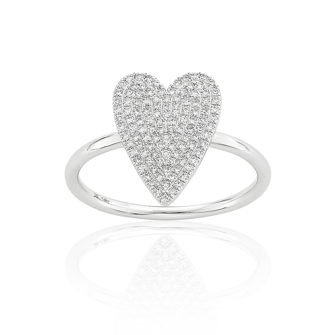 White Gold & Diamond Heart Ring 0
