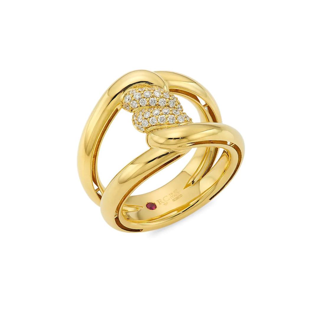 Roberto Coin Cialoma Diamond Twist Yellow Gold Ring