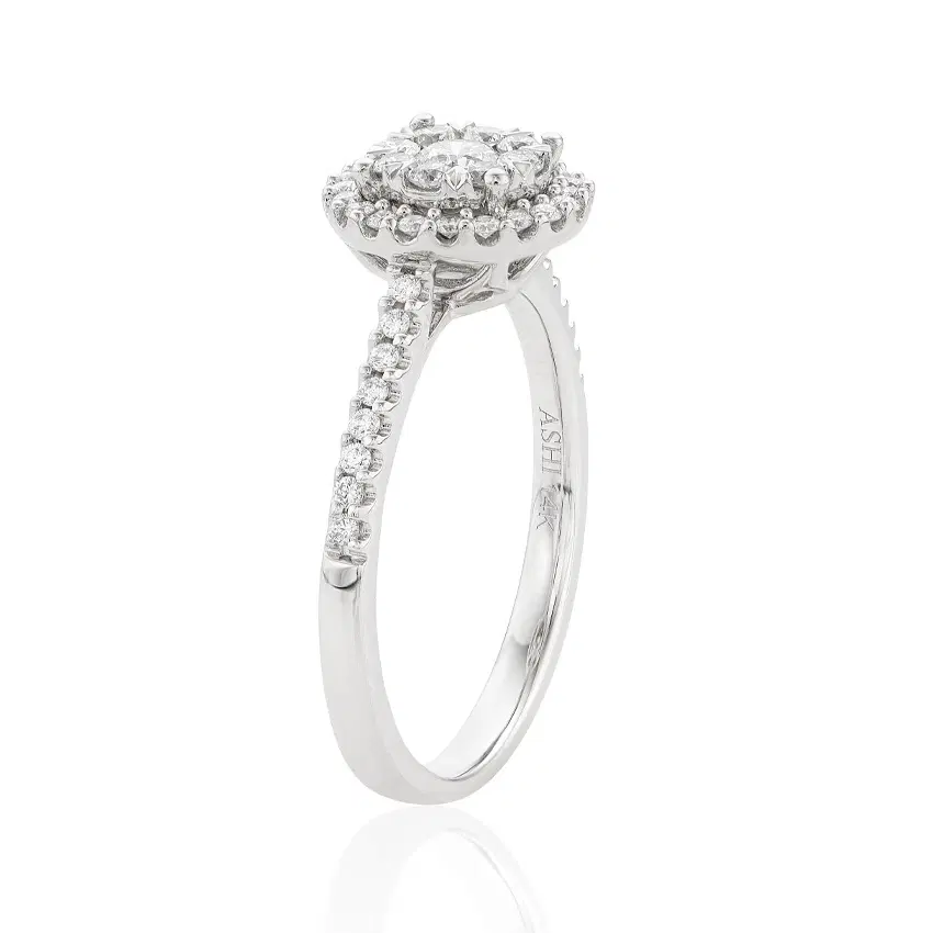 Half Carat Cluster Diamond White Gold Engagement Ring 1