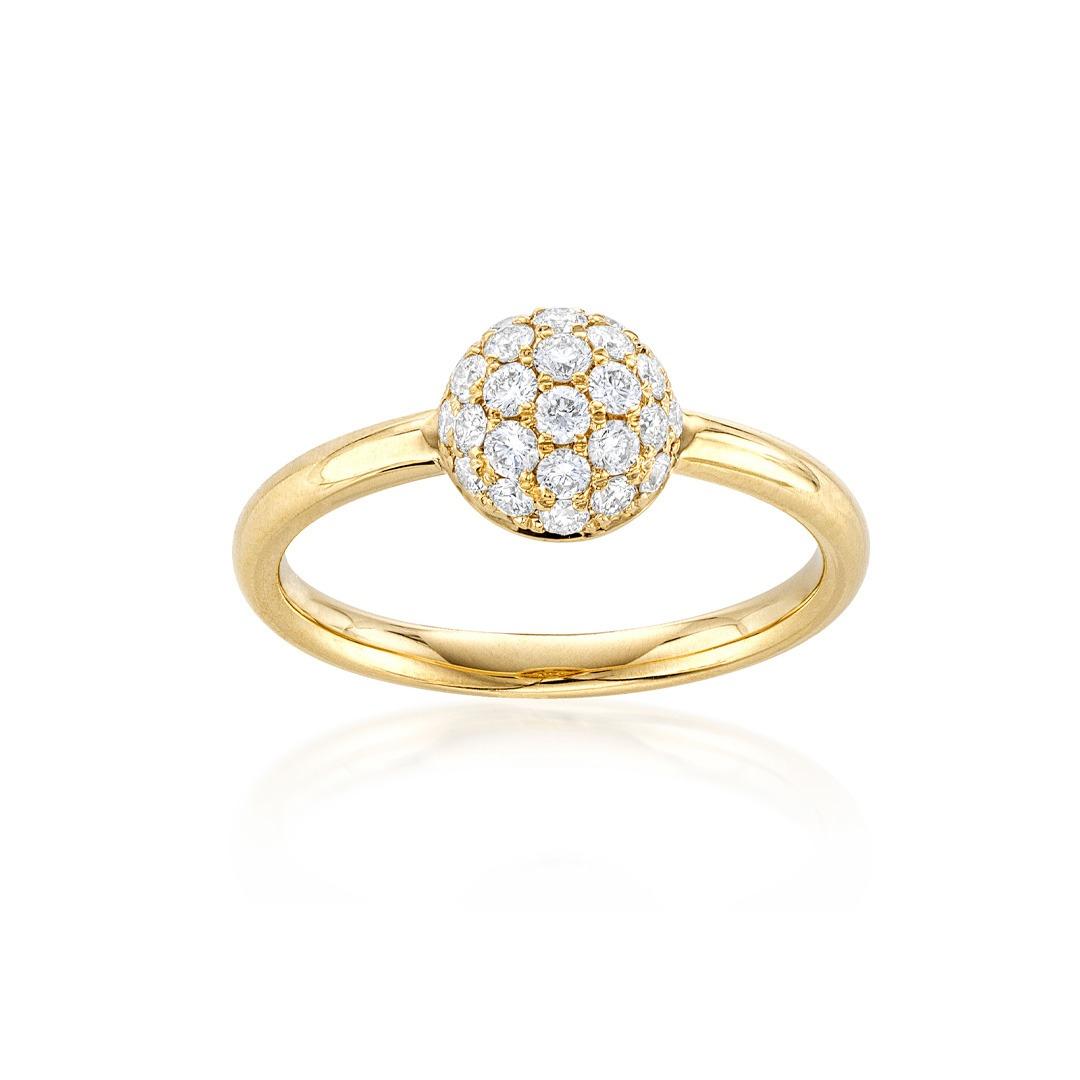 Stackable Yellow Gold Diamond Dome Ring