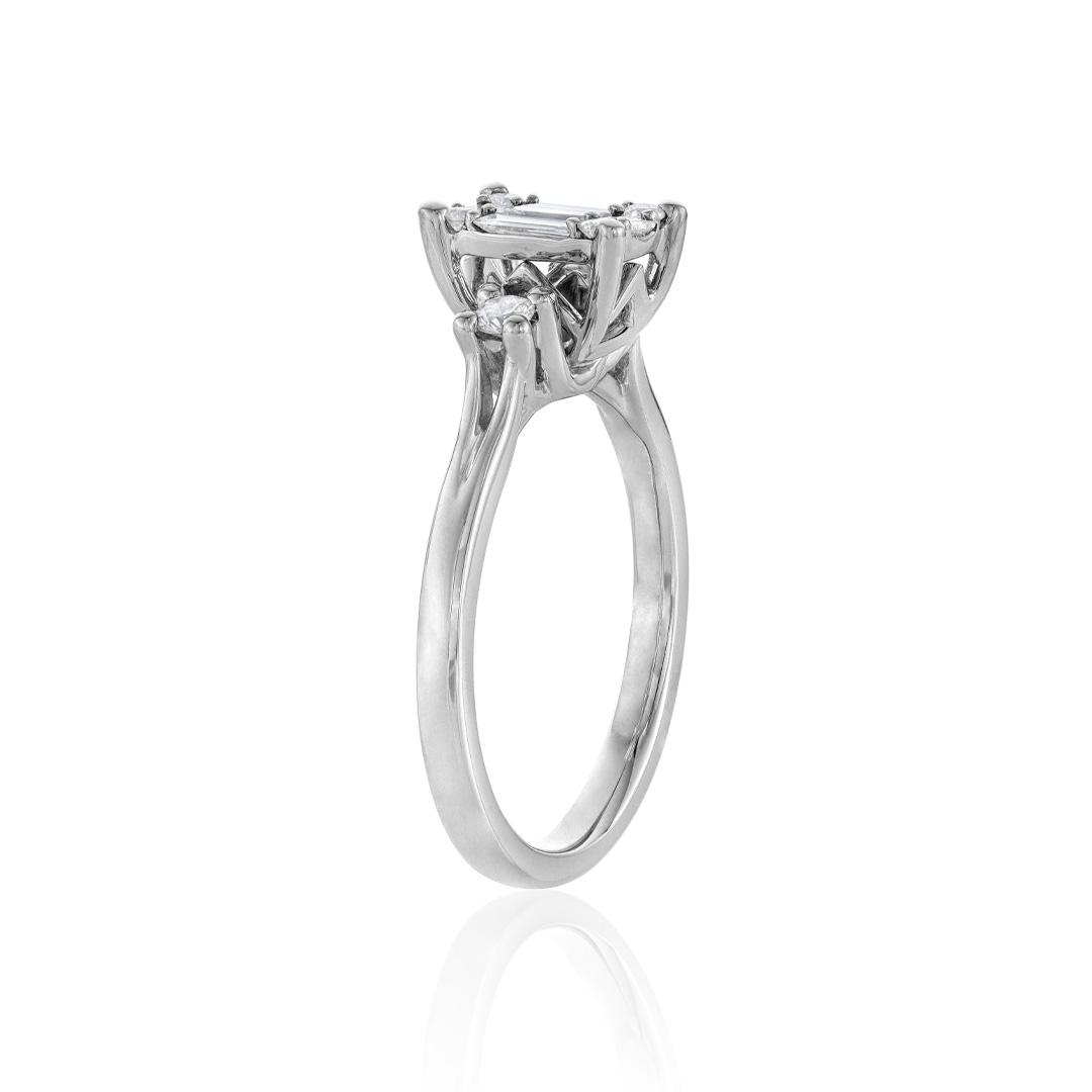 Rectangular Cluster White Gold and Diamond Engagement Ring 1